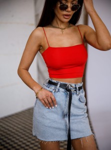 Imbi- krótki top z lycry na cienkich ramiączkach- czerwony