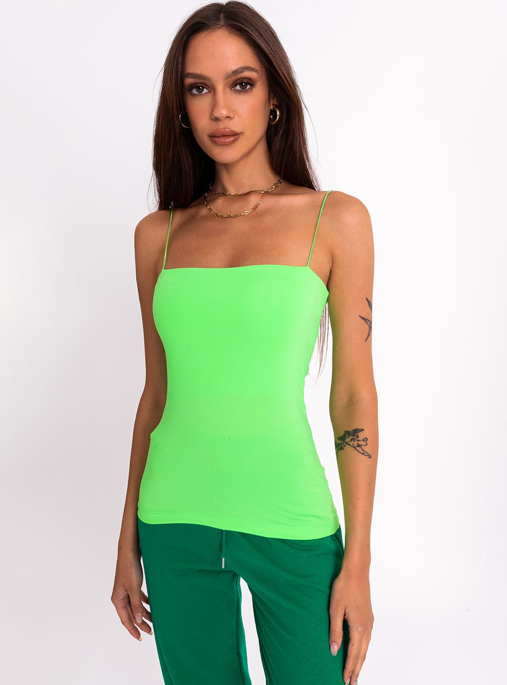 Moana- bluzka na cienkich ramiączkach z lycry- neon green 2