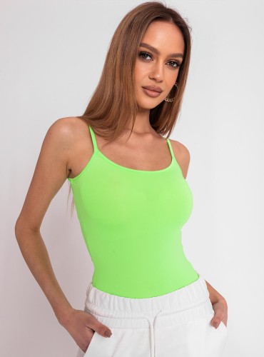 Medea- bluzka z lycry na ramiączkach z okrągłym dekoltem- neon green