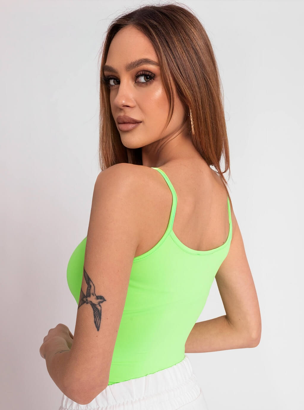 Medea- bluzka z lycry na ramiączkach z okrągłym dekoltem- neon green 7