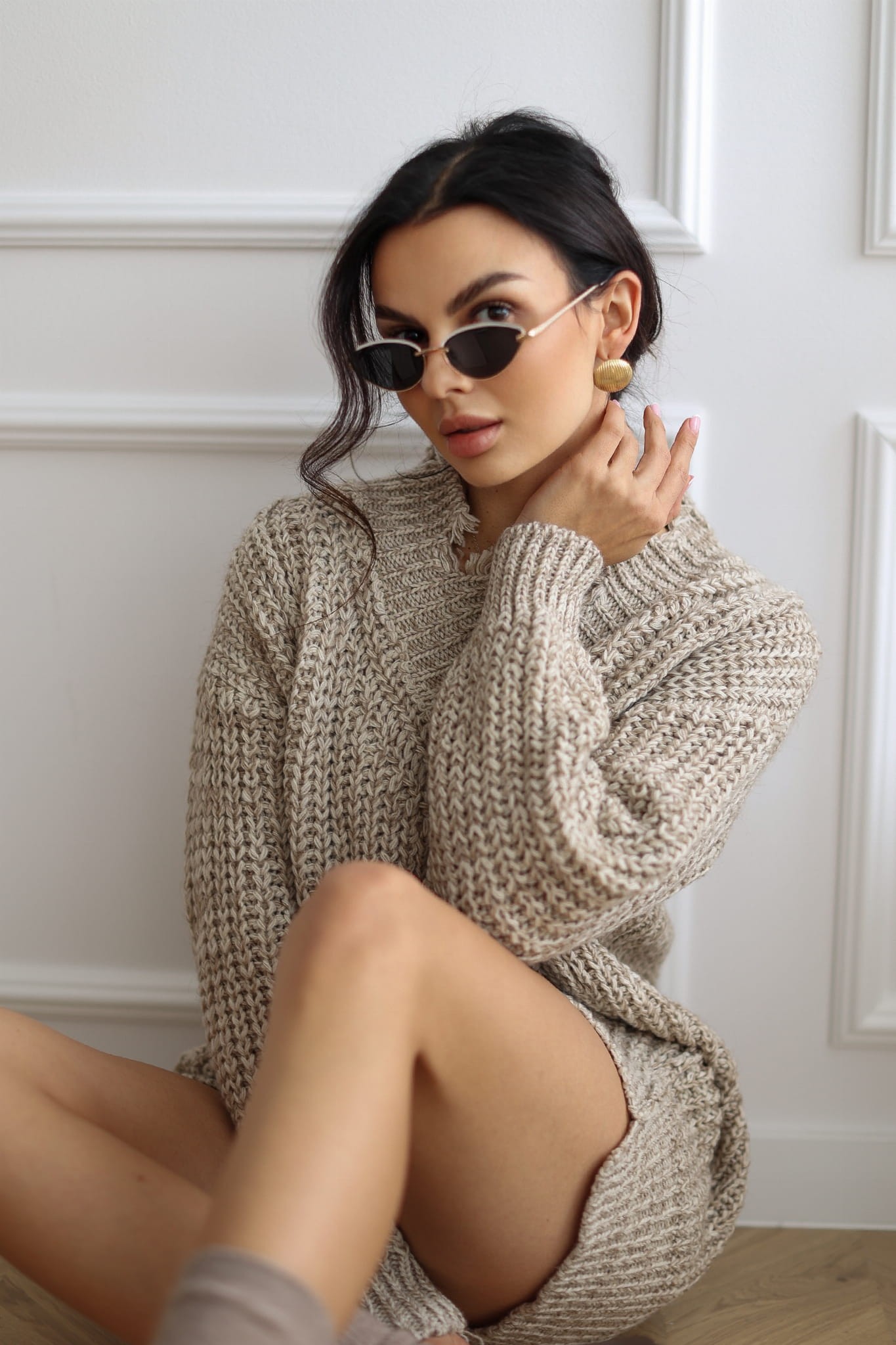 SUKIENKA DZIANINOWA NOEMI BRĄZOWY ONE SIZE 5