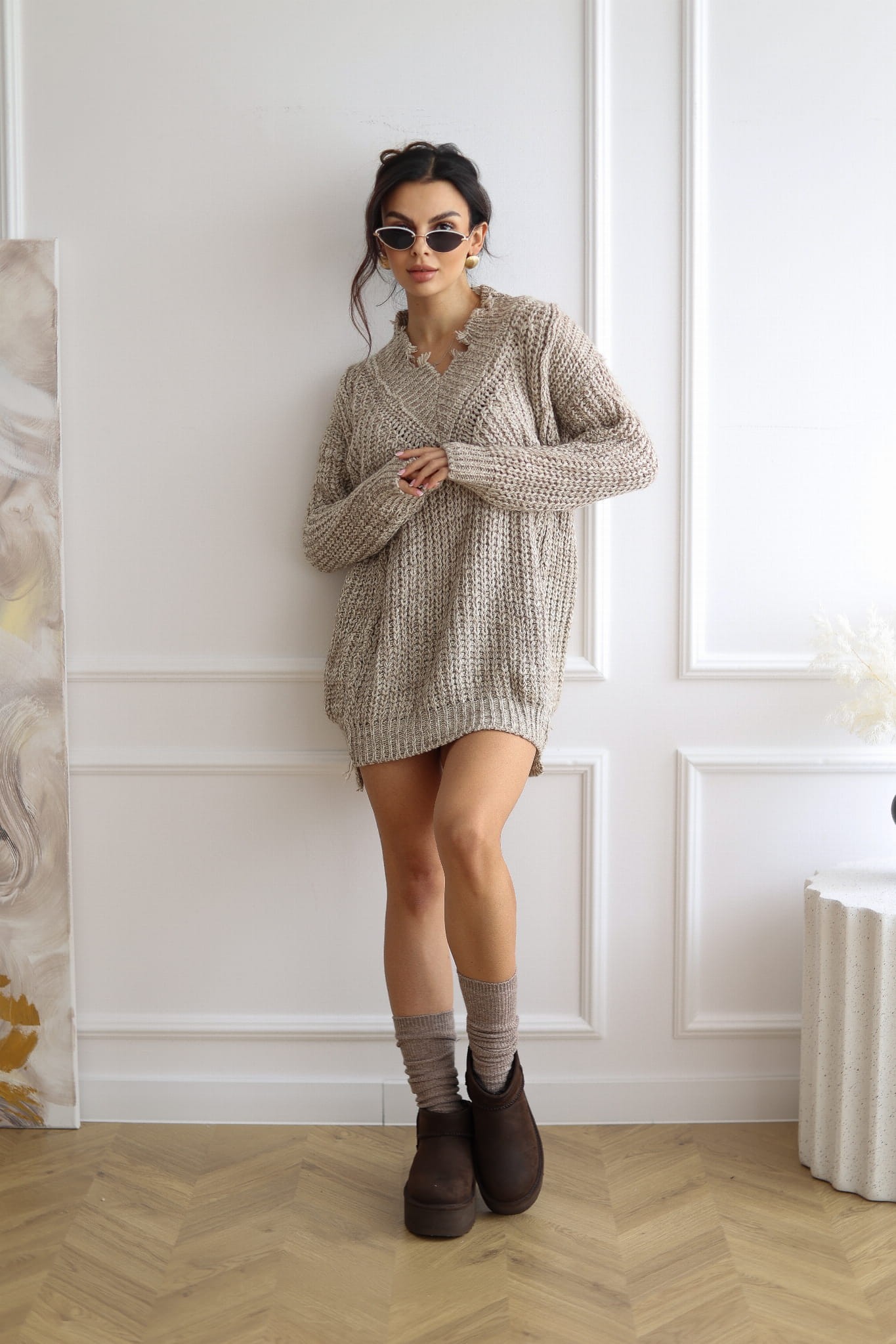SUKIENKA DZIANINOWA NOEMI BRĄZOWY ONE SIZE 2