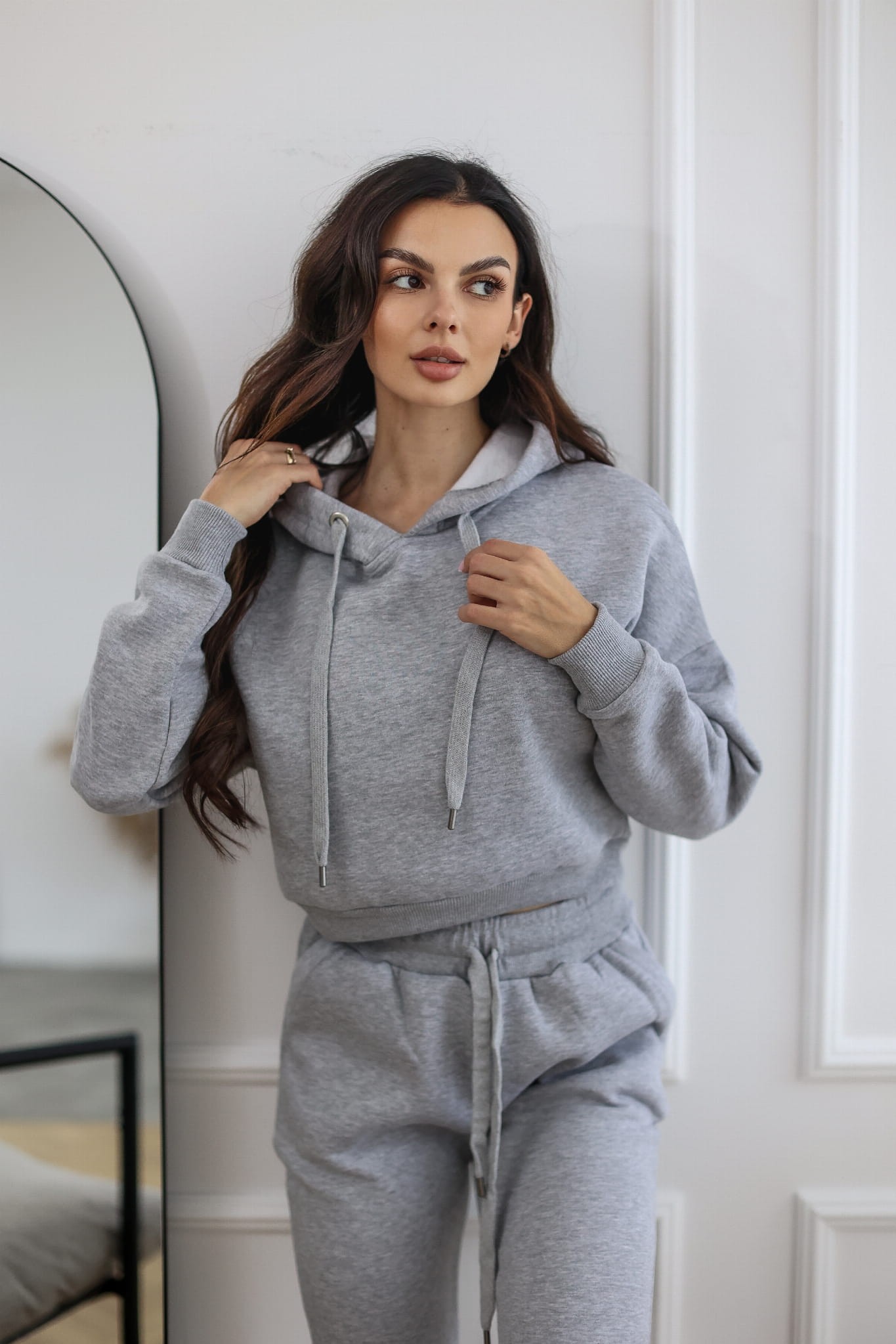 Bluza krótka Short z kapturem kolor szary 4