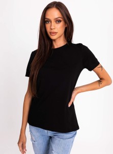 Nadia- klasyczny, bawełniany t-shirt - czarny