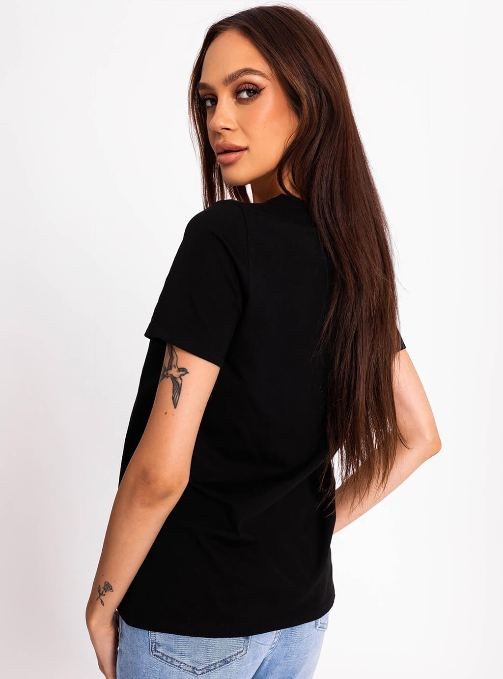 Nadia- klasyczny, bawełniany t-shirt - czarny 12