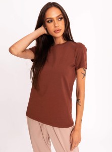 Nadia- klasyczny, bawełniany t-shirt - brąz