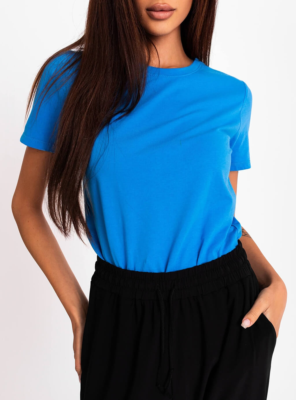 Nadia - klasyczny, bawełniany t-shirt - niebieski  10