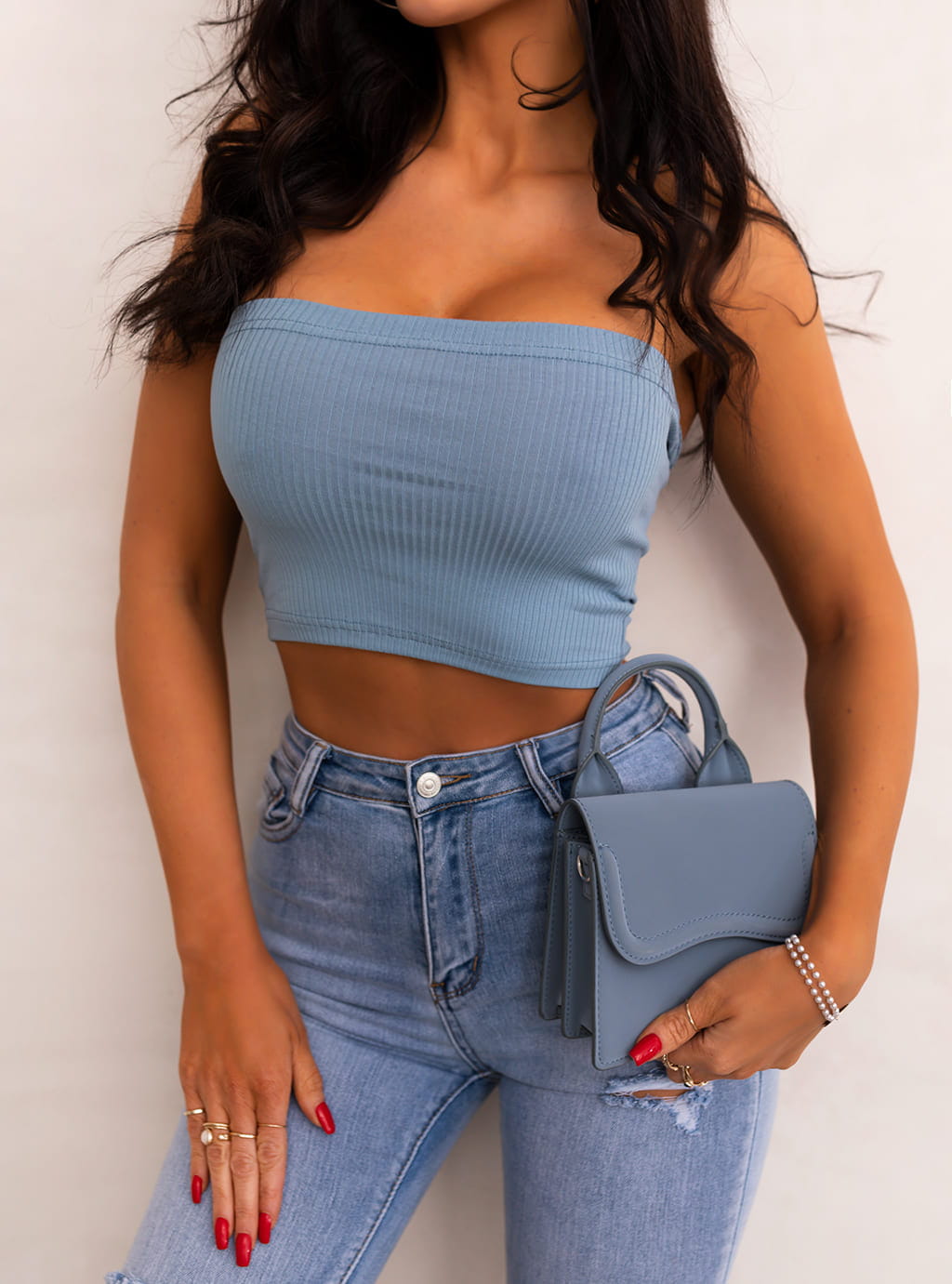 Mekala- top typu bandeau- indygo 2