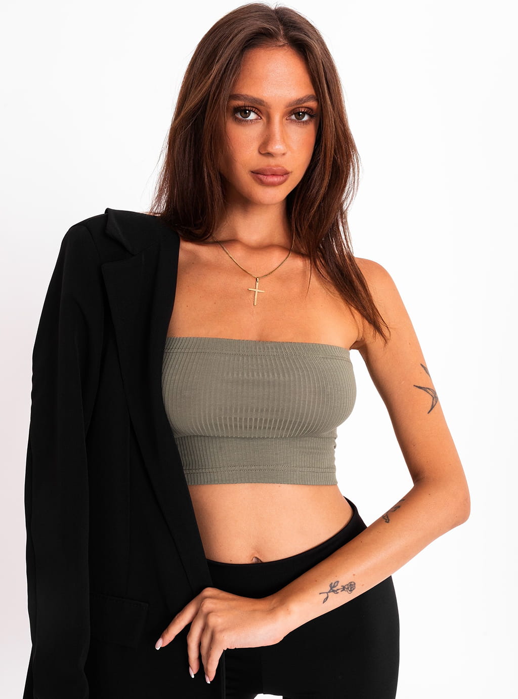 Mekala- top typu bandeau- khaki 11