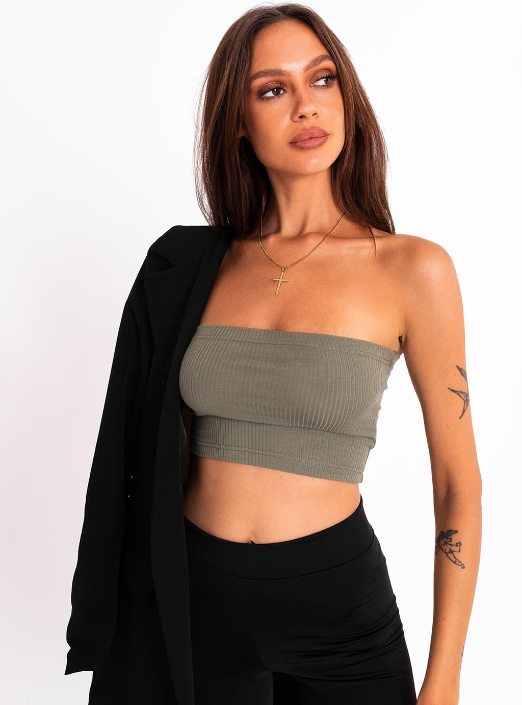 Mekala- top typu bandeau- khaki 13