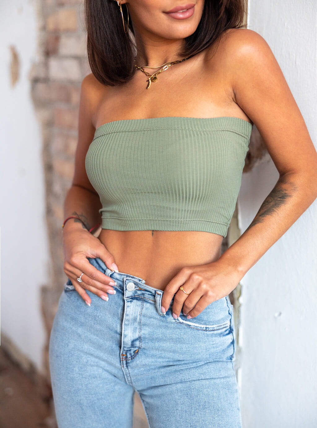 Mekala- top typu bandeau- khaki 8