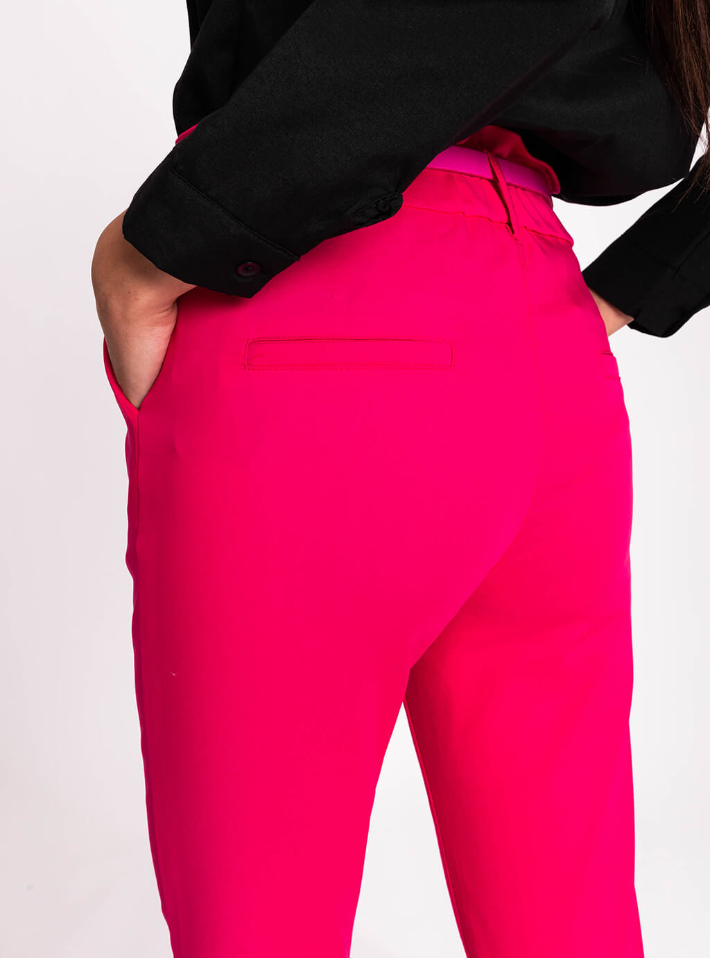 Natela - eleganckie spodnie nad kostkę z paskiem- fuksja 5
