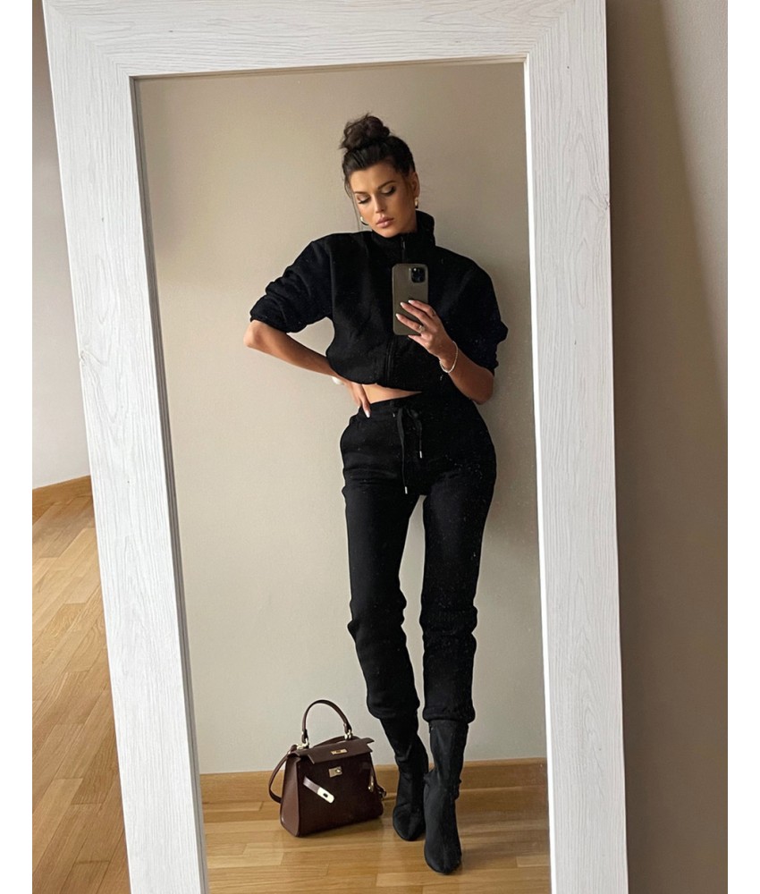 Bluza krótka ZIP z suwakiem i ze stójką kolor czarny 7