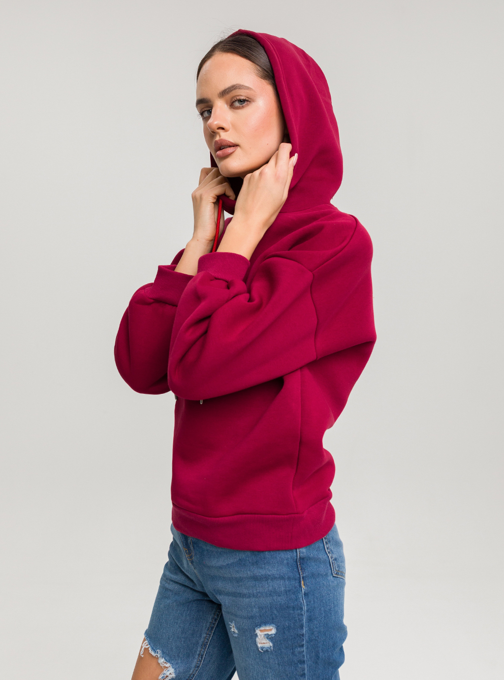 OKAY - bluza dresowa z kapturem - bordo 4