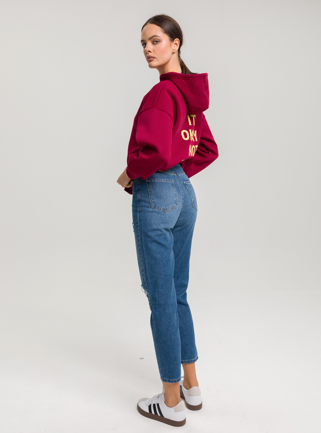 OKAY - bluza dresowa z kapturem - bordo 7