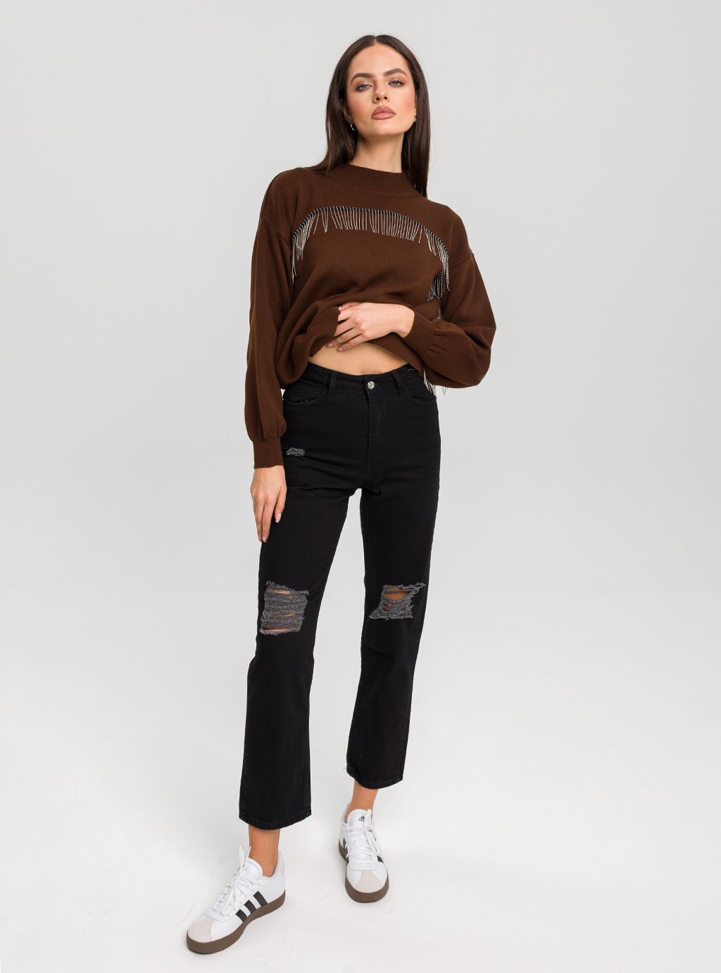 Spodnie jeansowe mom fit 605 - czarne 2