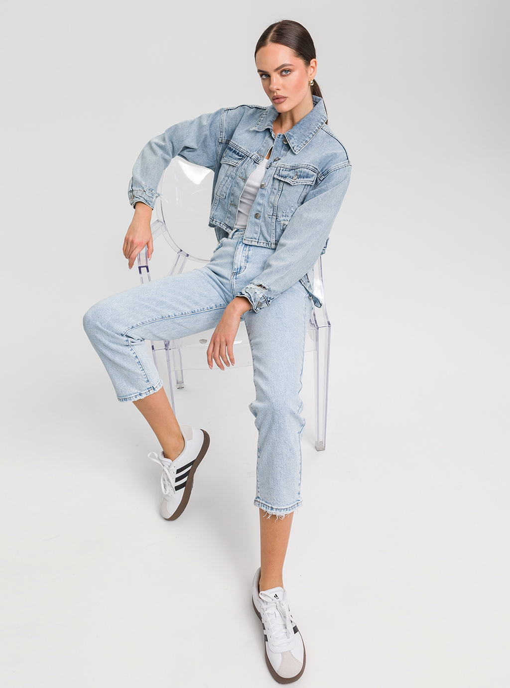 SOLEA - NIEBIESKIE SPODNIE MOM JEANS