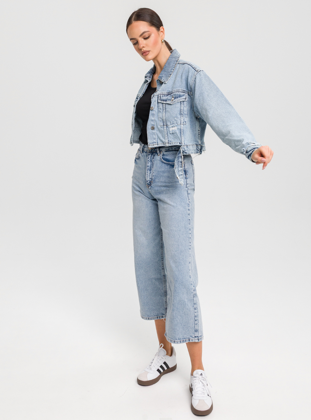 Jeansy damskie 1119 culotte z wysokim stanem 3