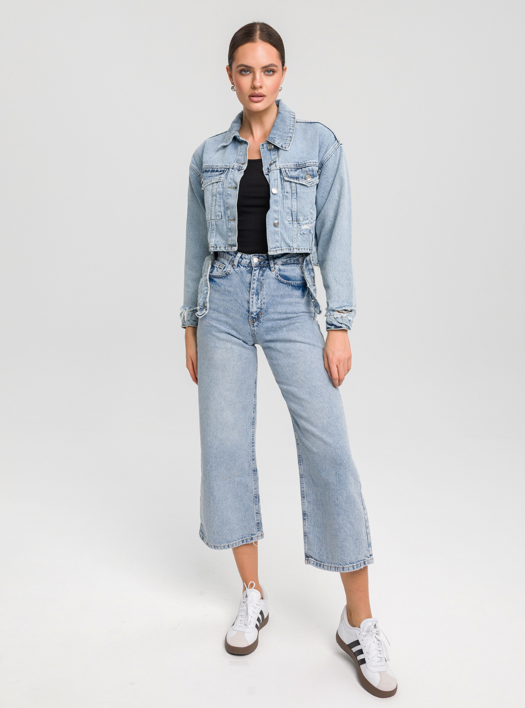 Jeansy damskie 1119 culotte z wysokim stanem