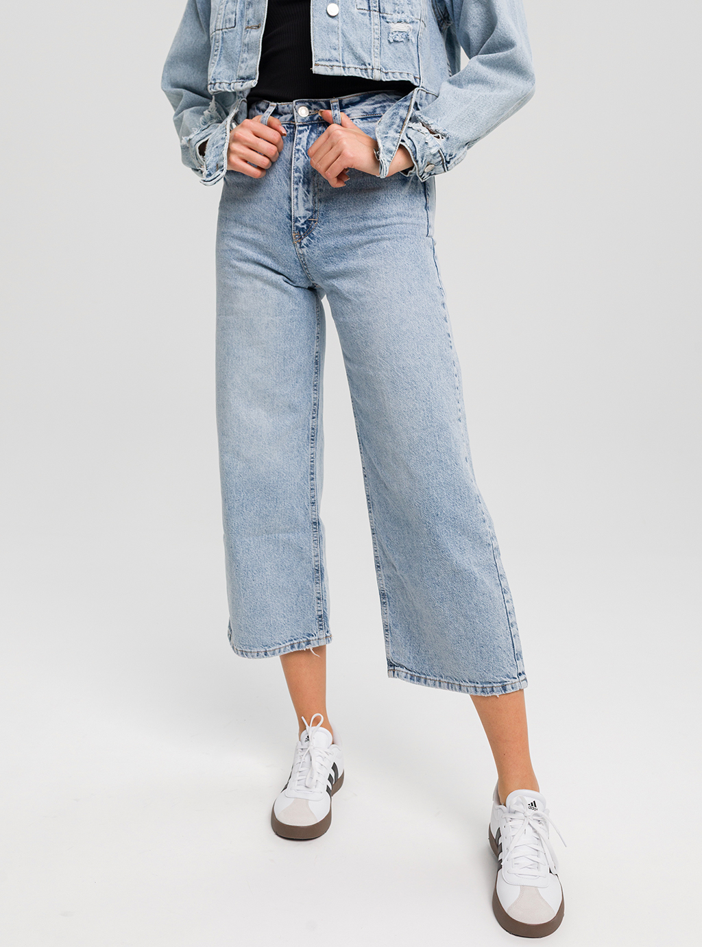 Jeansy damskie 1119 culotte z wysokim stanem 4
