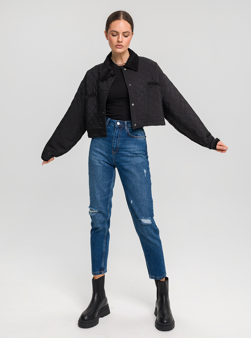 Jeansy damskie 2559 z wysokim stanem 2