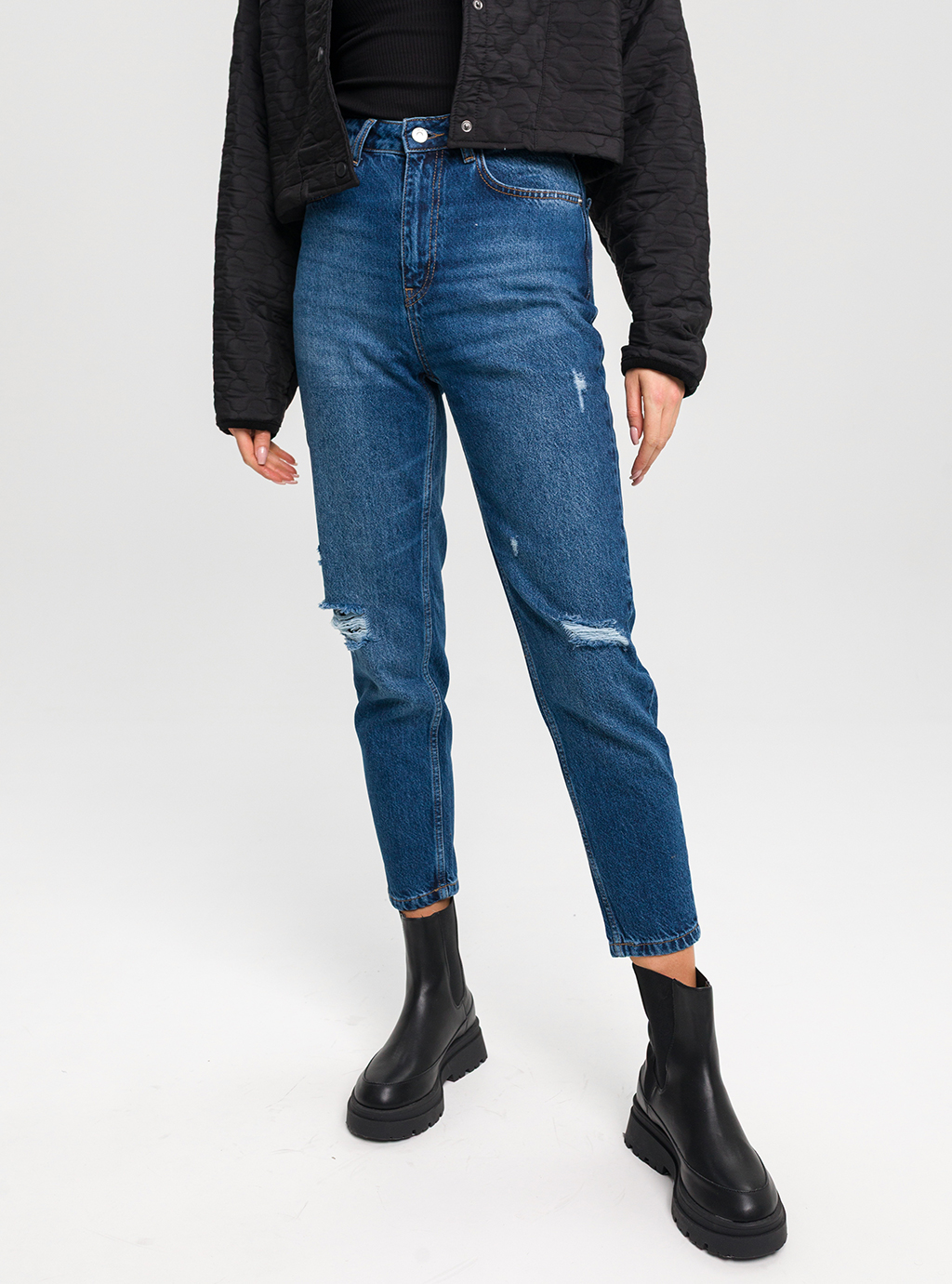 Jeansy damskie 2559 z wysokim stanem