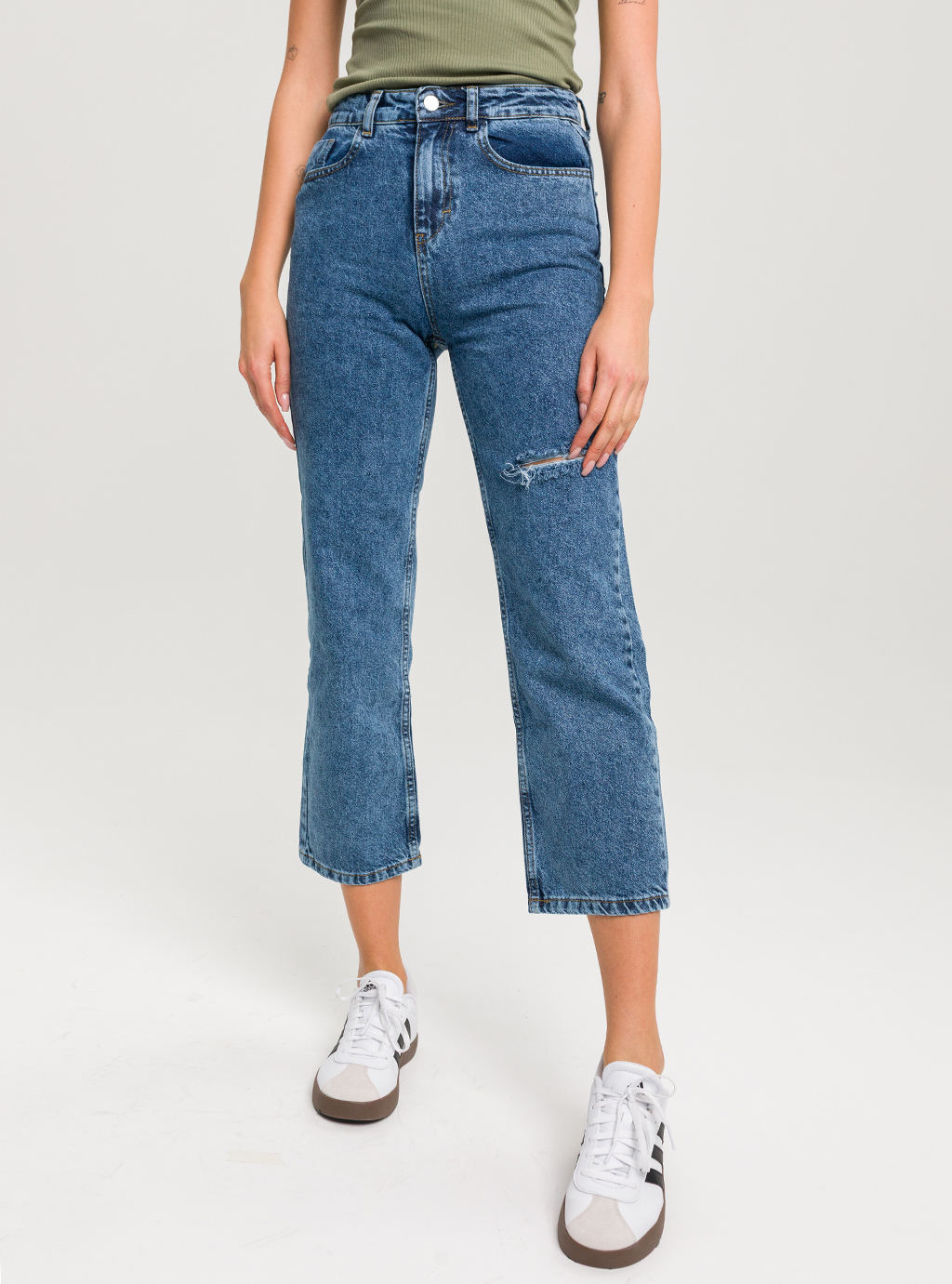 Jeansy damskie 7962 – proste z wysokim stanem