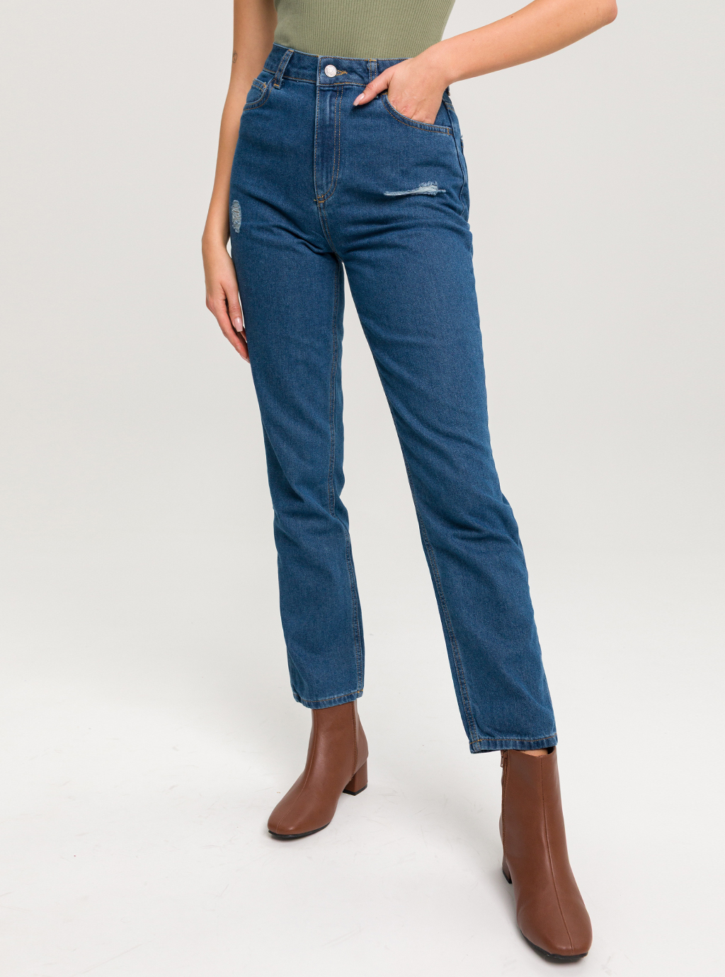Jeansy damskie 1221 z wysokim stanem 
