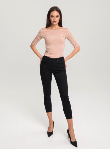 Jeansy damskie 1298 – czarne skinny, wysoki stan