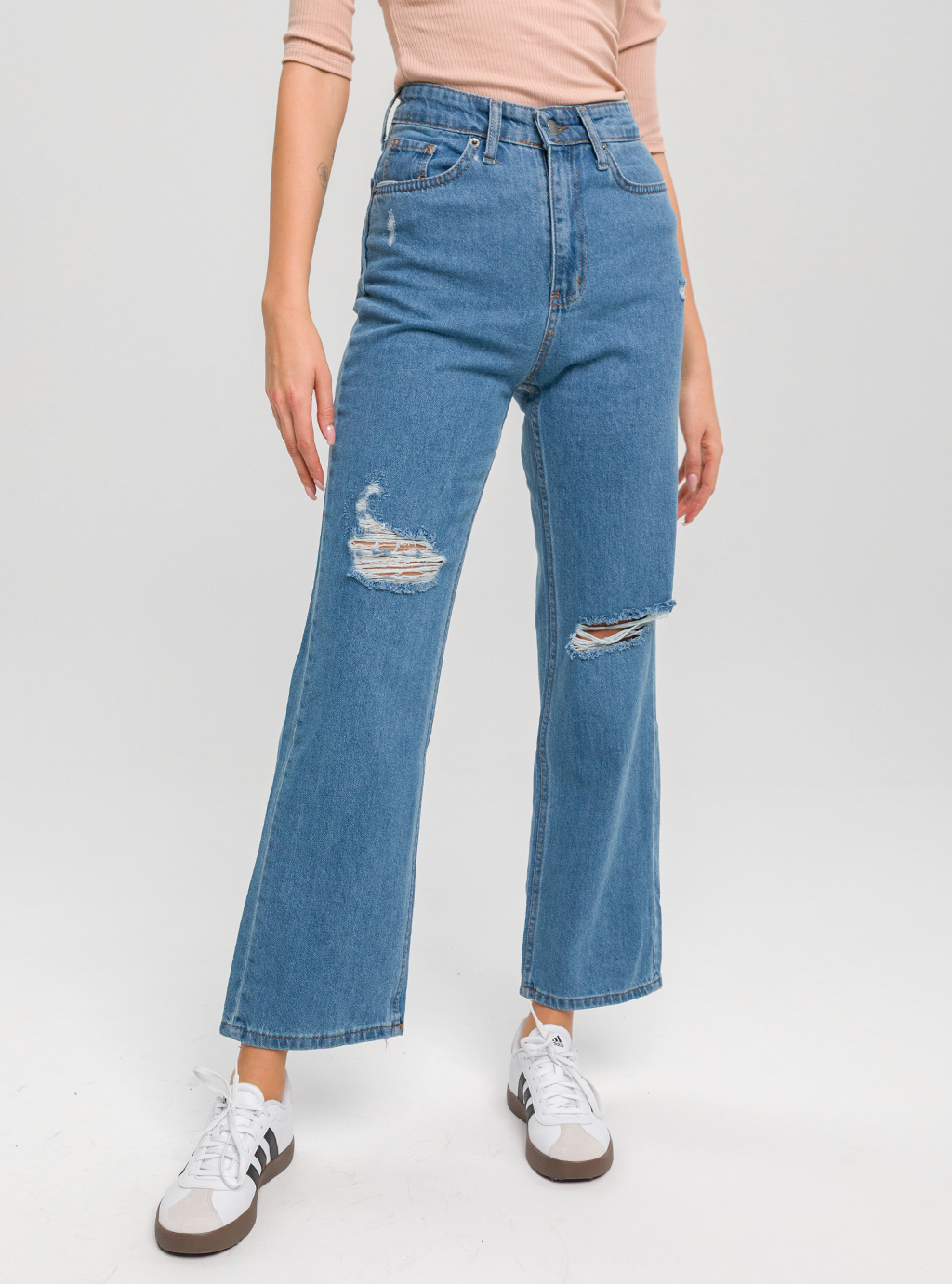 Jeansy damskie 8847 – jasny denim, proste nogawki