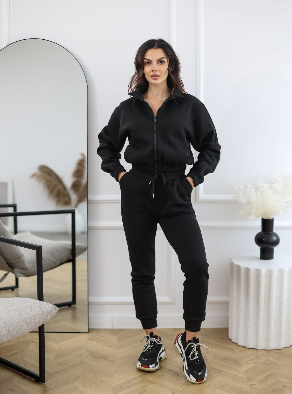 Bluza krótka ZIP z suwakiem i ze stójką kolor czarny 2
