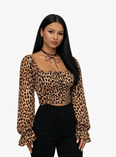 ELLSSE - bluzka z długim rękawem we wzór panterki - uniwersalna