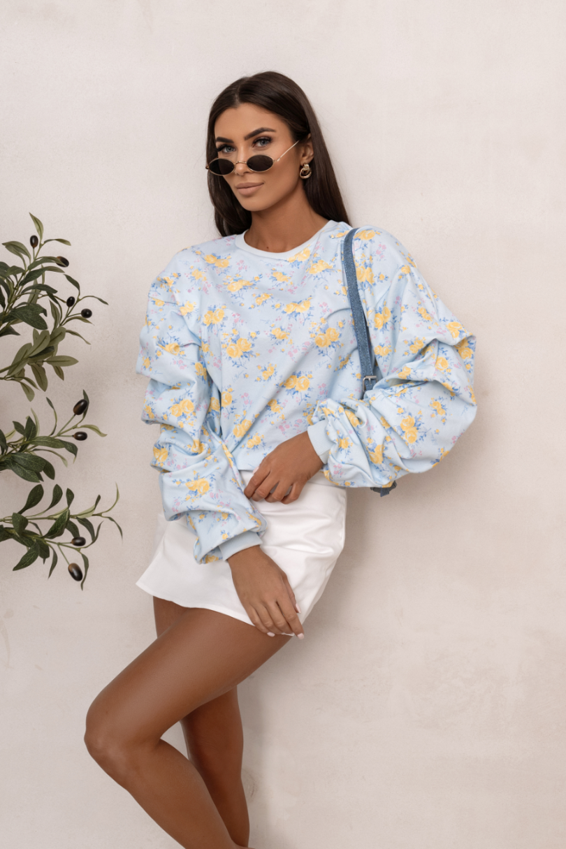 Bluza REMY print - Blue flowers