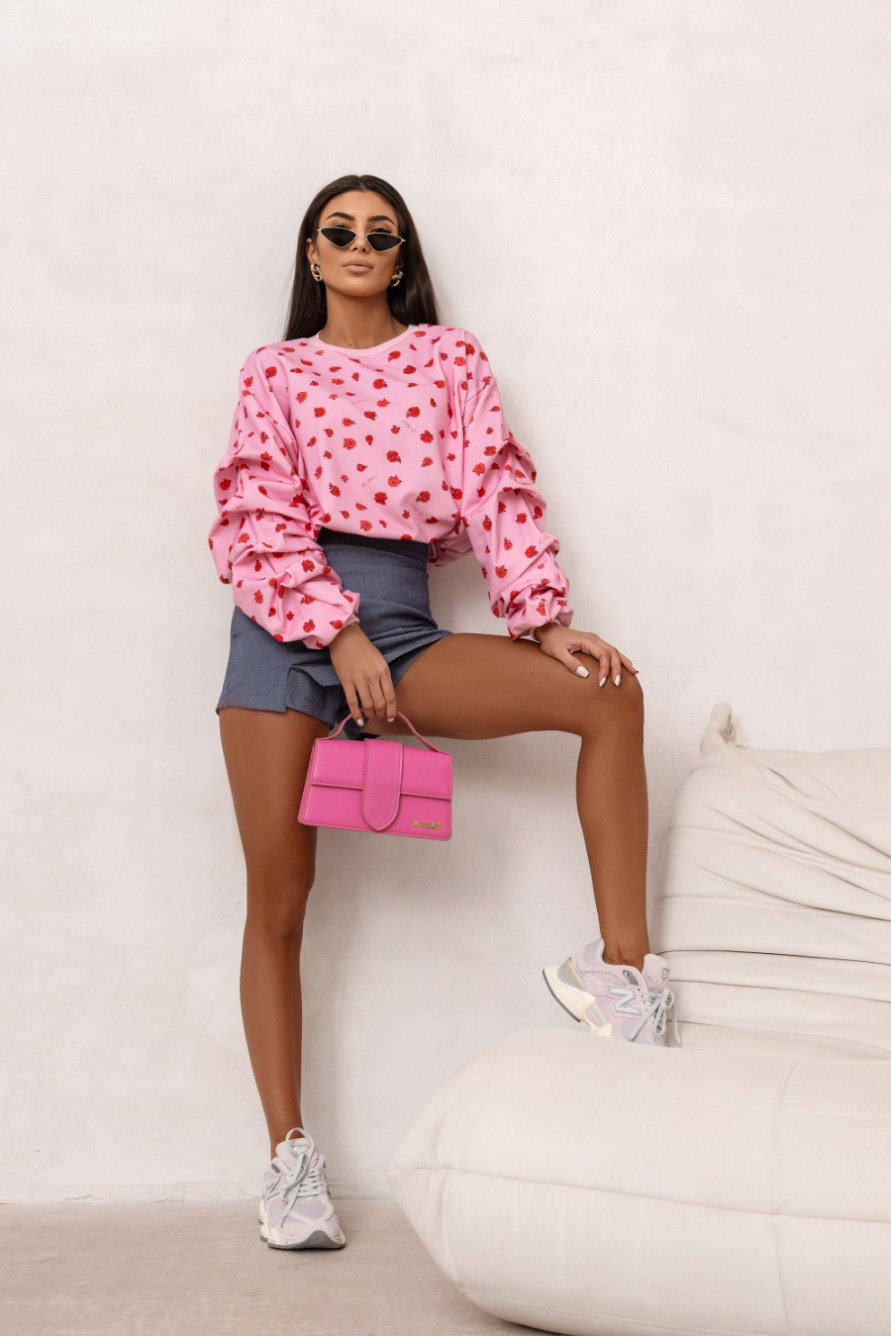 Bluza REMY print - Flowers on pink