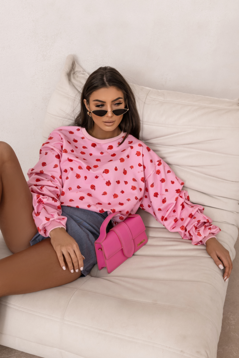 Bluza REMY print - Flowers on pink 3