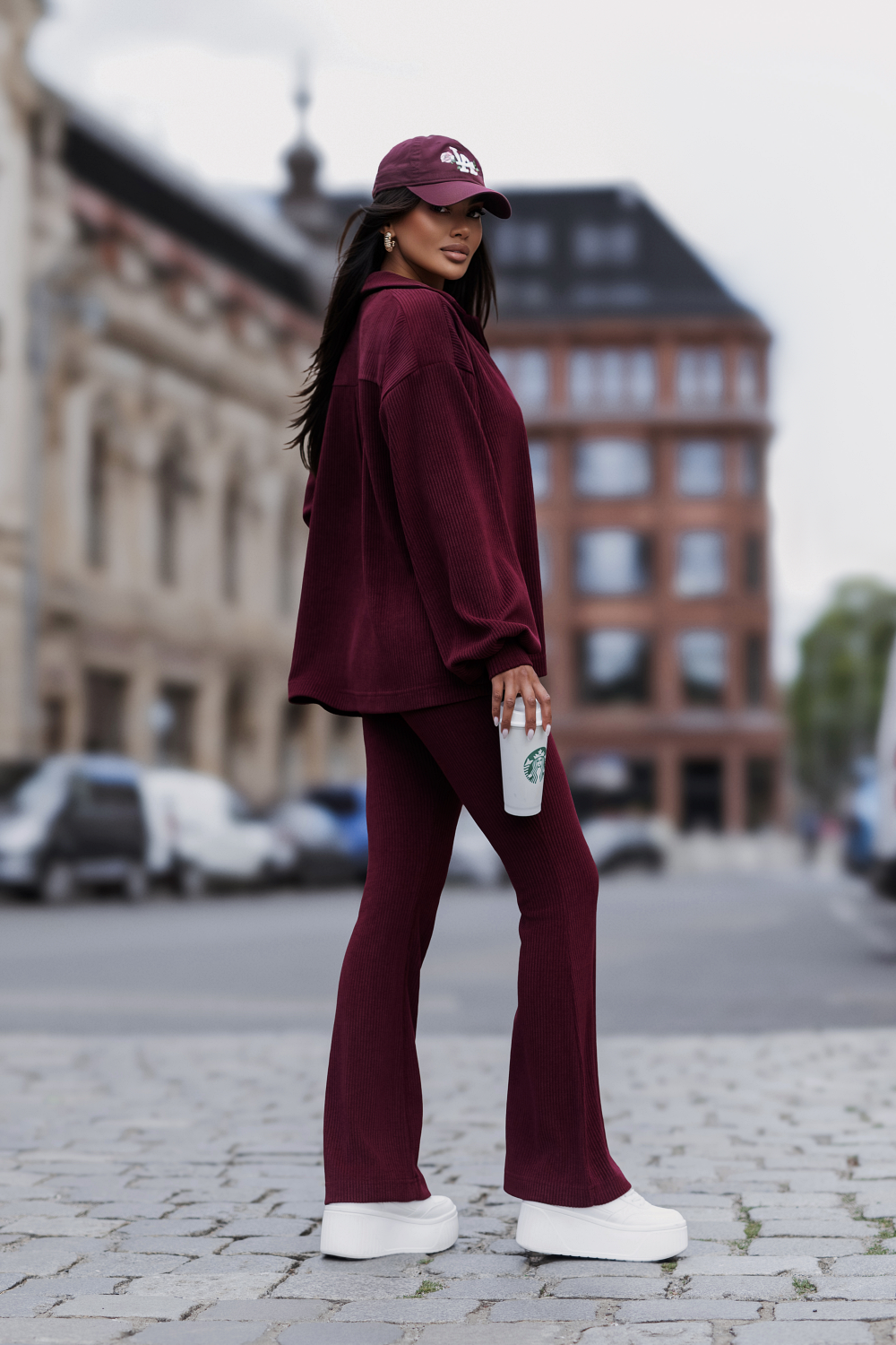 Komplet BLAIR sztruks - Bordo 3