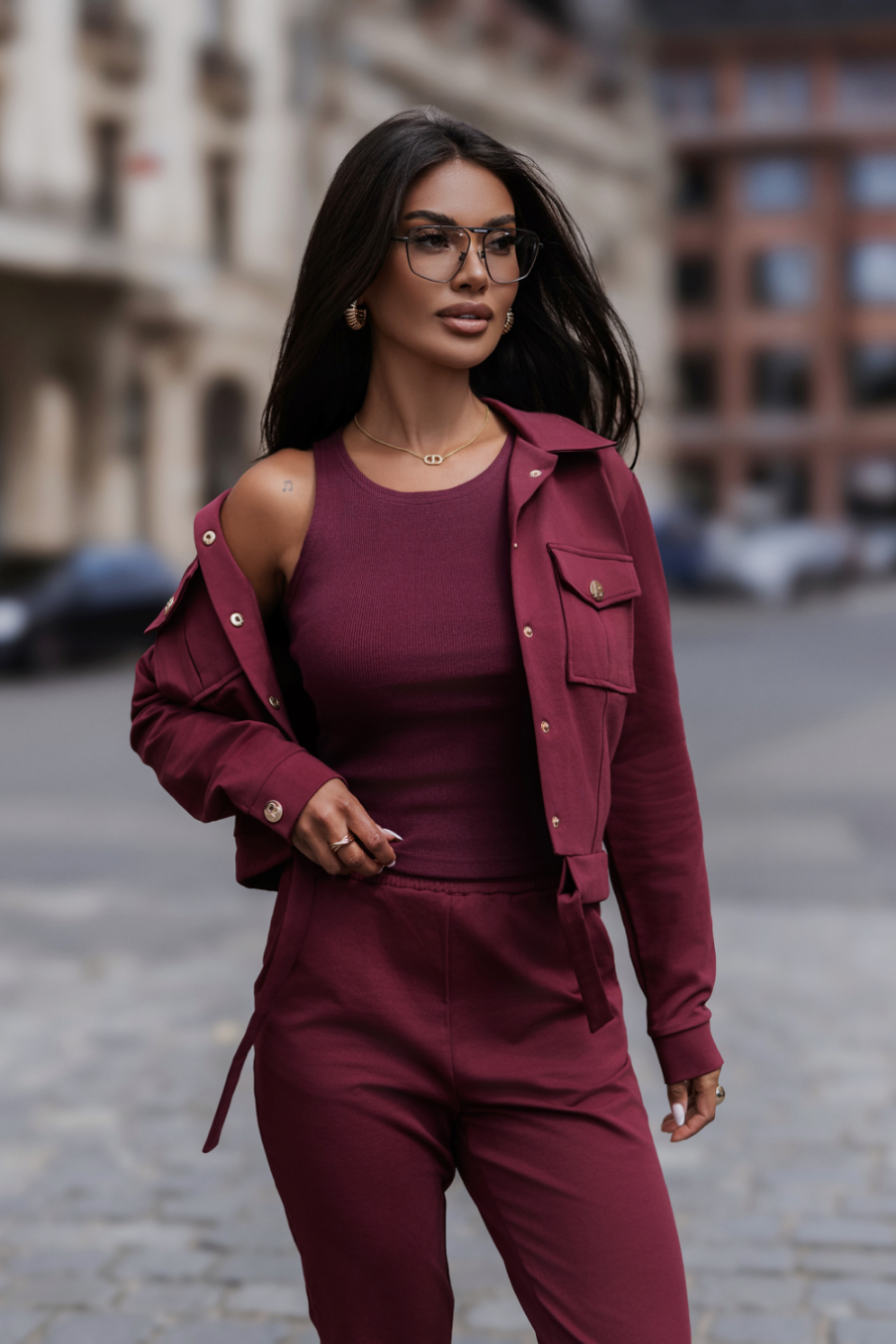 Milano 3 częściowy zestaw dresowy - Bordo 2