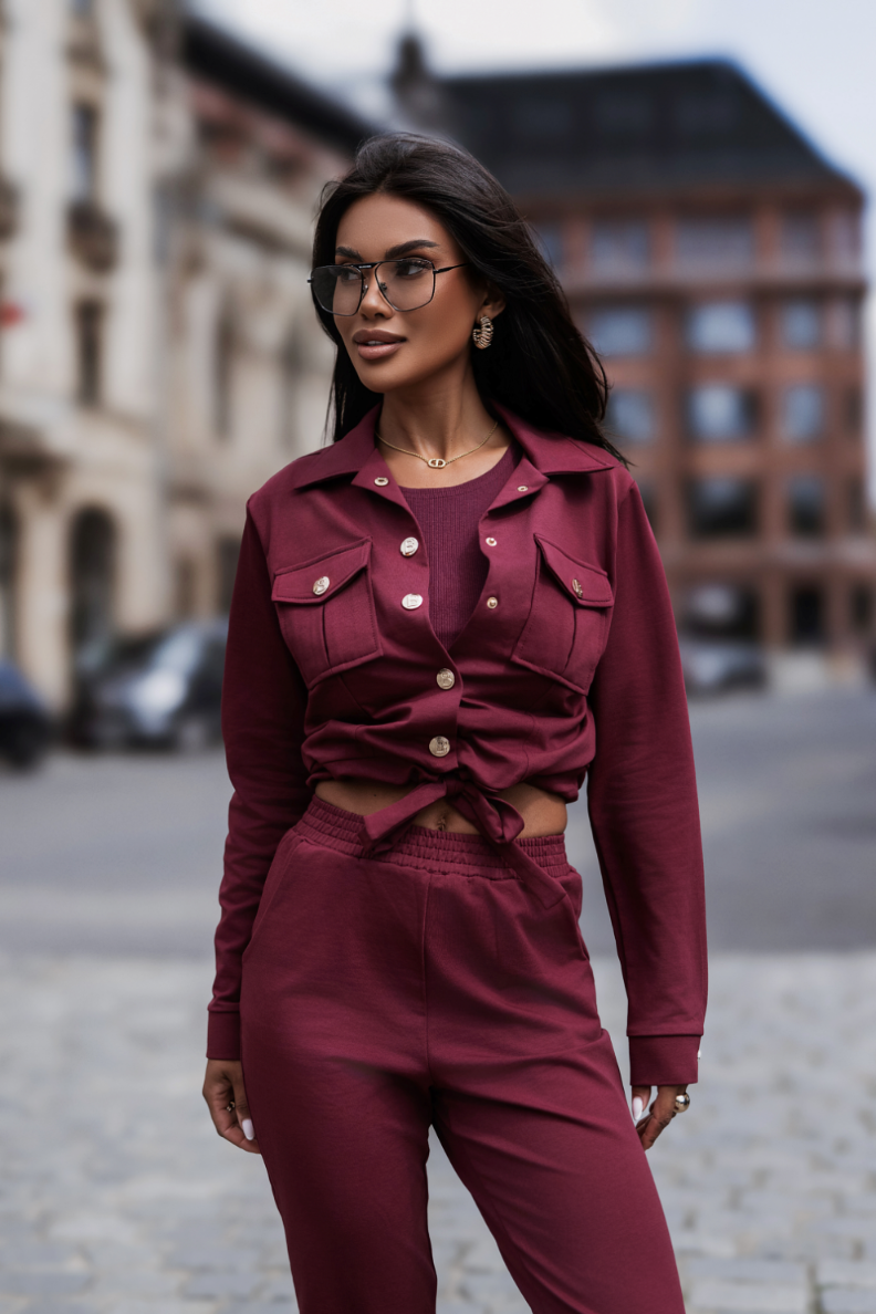 Milano 3 częściowy zestaw dresowy - Bordo 3