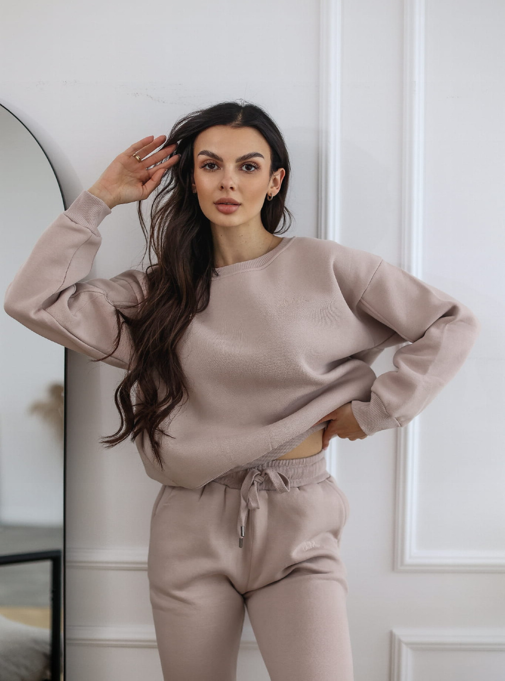 Bluza Classic z kieszeniami bez kaptura kolor beżowy