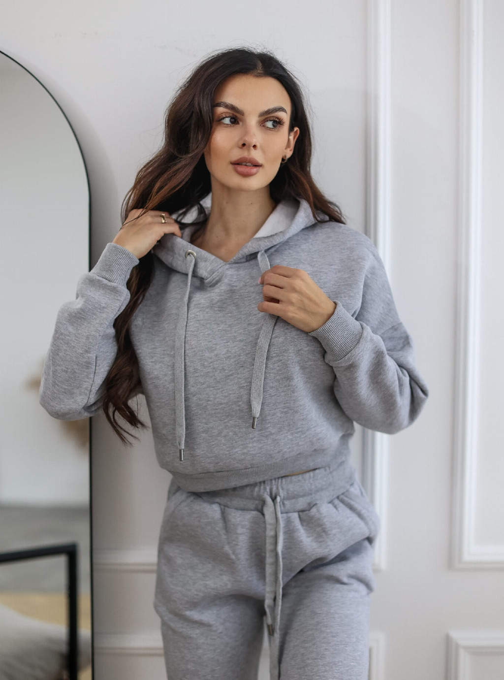 Bluza krótka Short z kapturem kolor szary 4