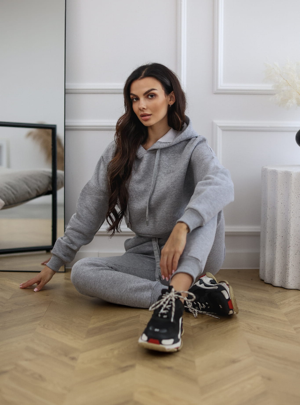 Bluza krótka Short z kapturem kolor szary 6