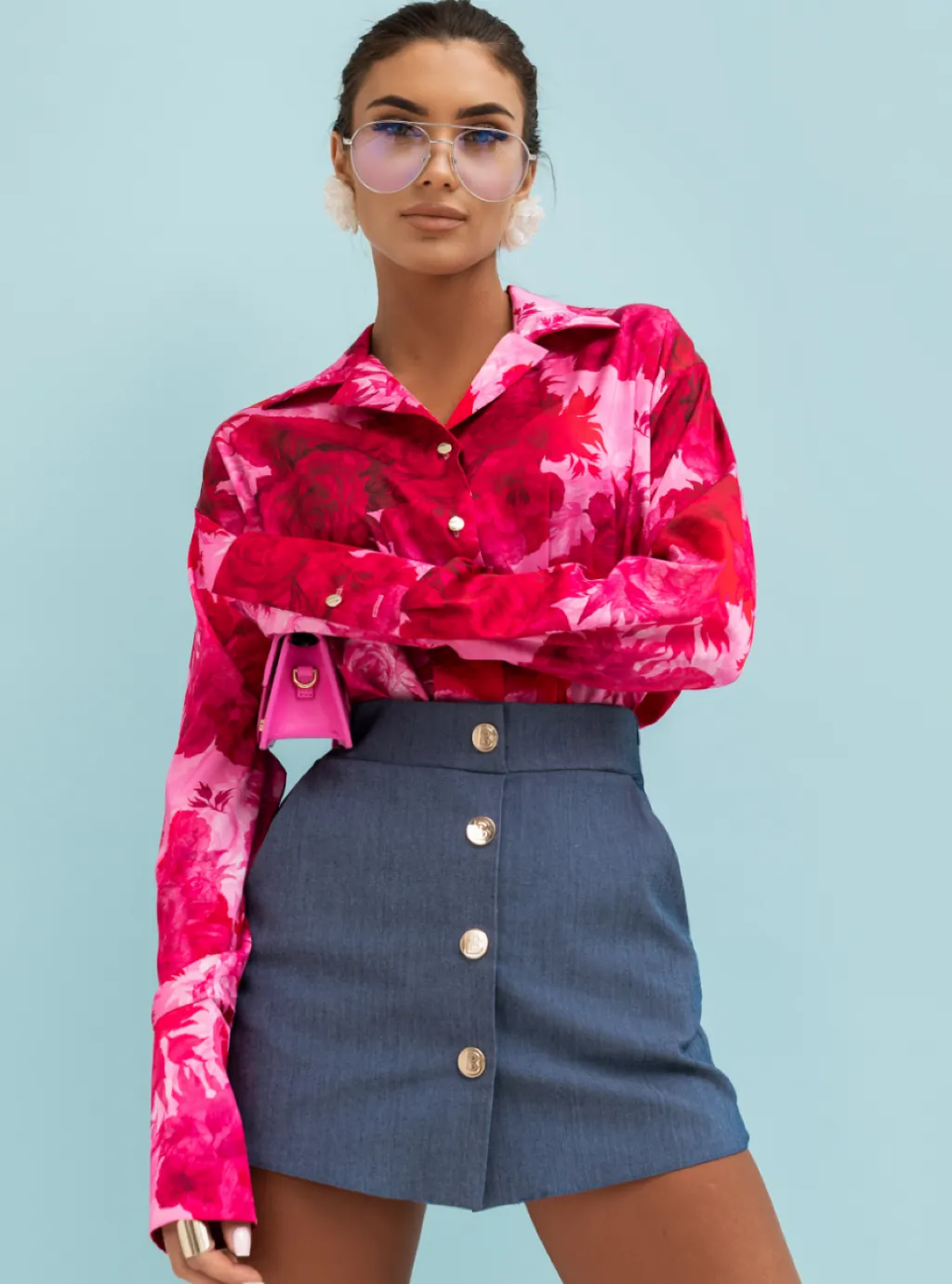 Koszula Satynowa MADDIE - Very Pink 3