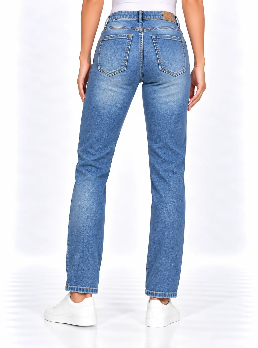 Jeansy damskie 1323 klasyczny denim z prostą nogawką – niebieskie 3