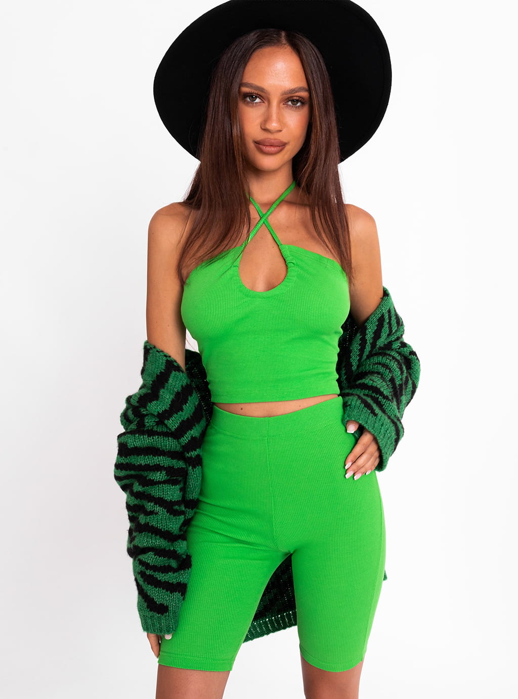 Navina- kolarki z prążkowanej dzianiny- zielone 8