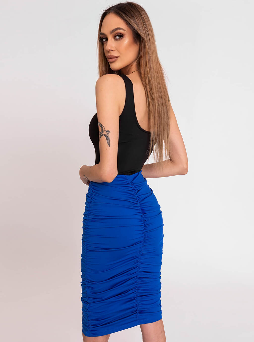 Trmiz- drapowana spódnica z lycry-  niebieska 8