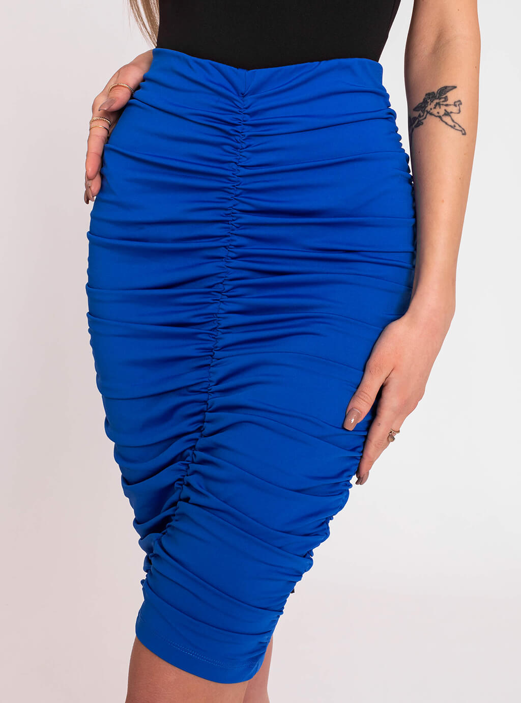 Trmiz- drapowana spódnica z lycry-  niebieska 5