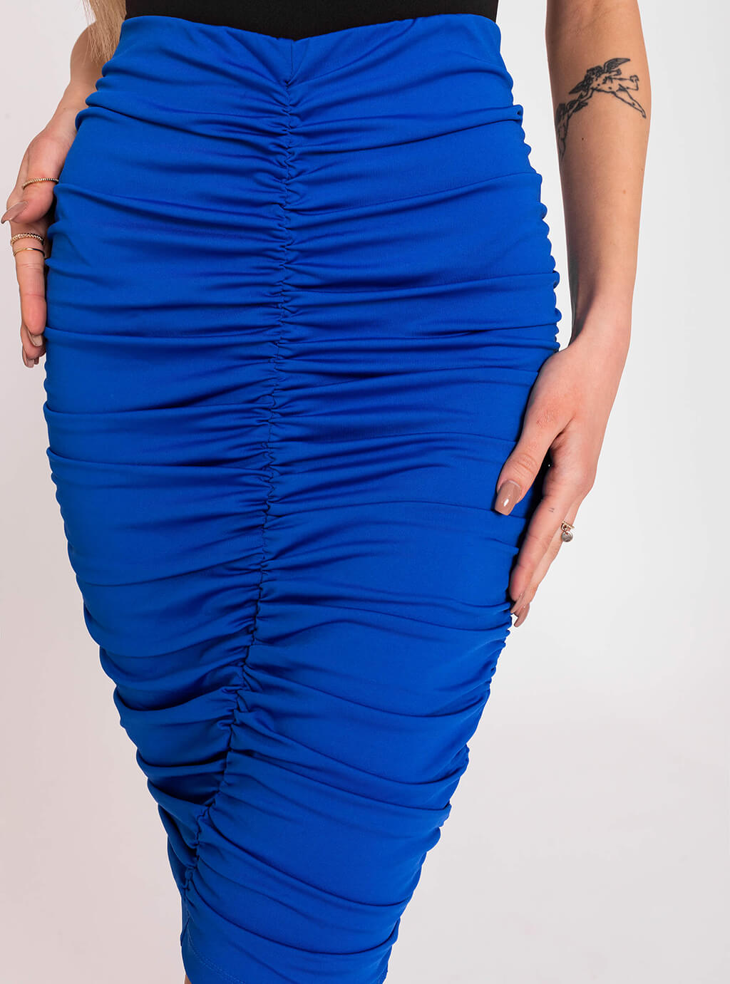 Trmiz- drapowana spódnica z lycry-  niebieska 6