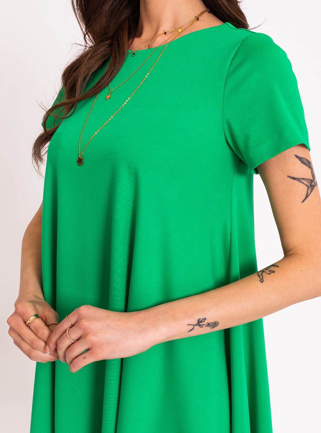 Crystal- dzianinowa sukienka o luźnym kroju z krótkim rękawem- zielona 6