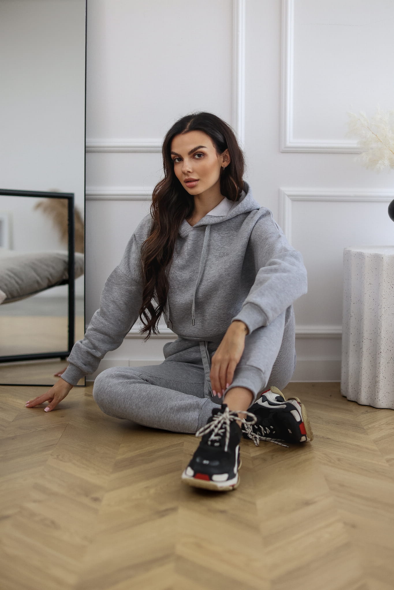 Bluza krótka Short z kapturem kolor szary 6