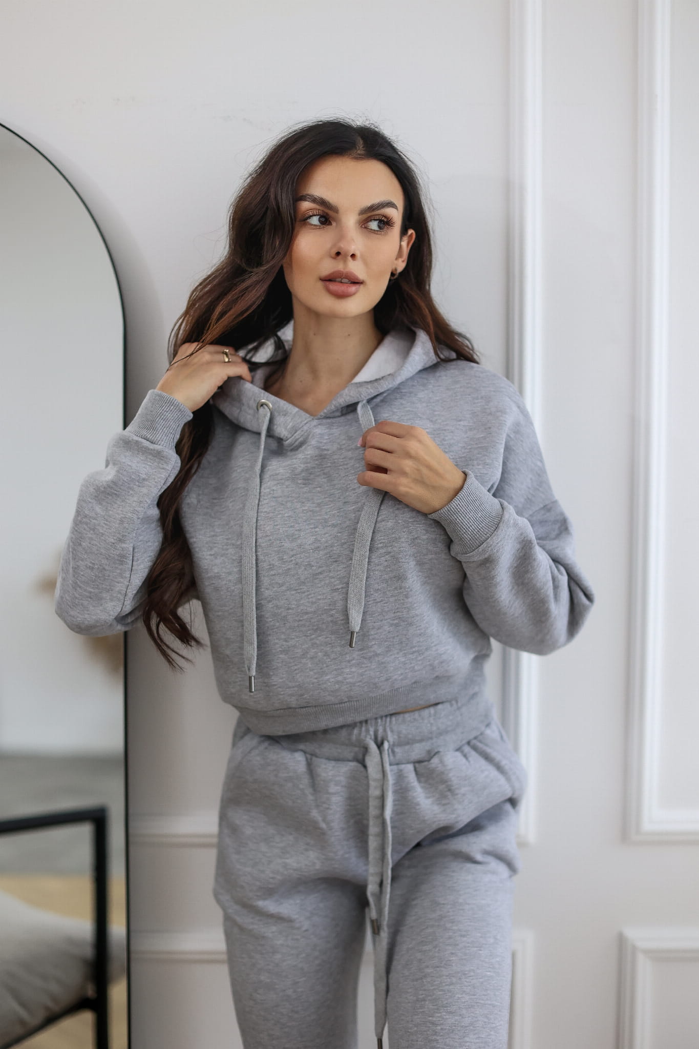 Bluza krótka Short z kapturem kolor szary 4